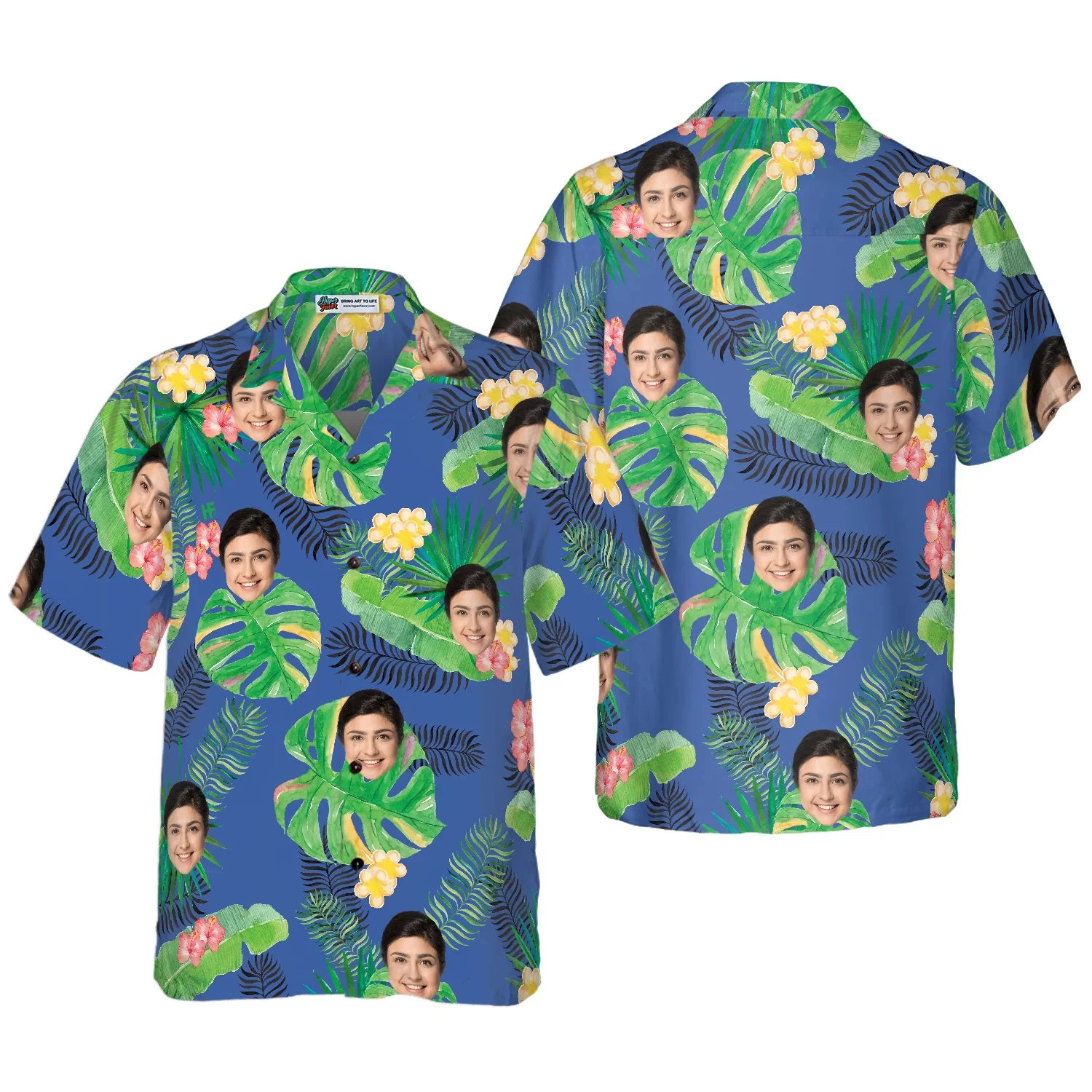 Custom Hawaiian Flower Shirts With Face Women Fuuny Personalized Hawaii Tropical Beach Blouses New Fashion Female Clothes Camisa