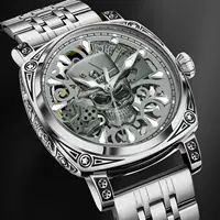 Reloj Glenaw Skull Series de lujo para hombre, reloj mecánico Popular completamente automático con personalidad a la moda, resistente al agua