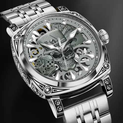 Reloj Glenaw Skull Series de lujo para hombre, reloj mecánico Popular completamente automático con personalidad a la moda, resistente al agua
