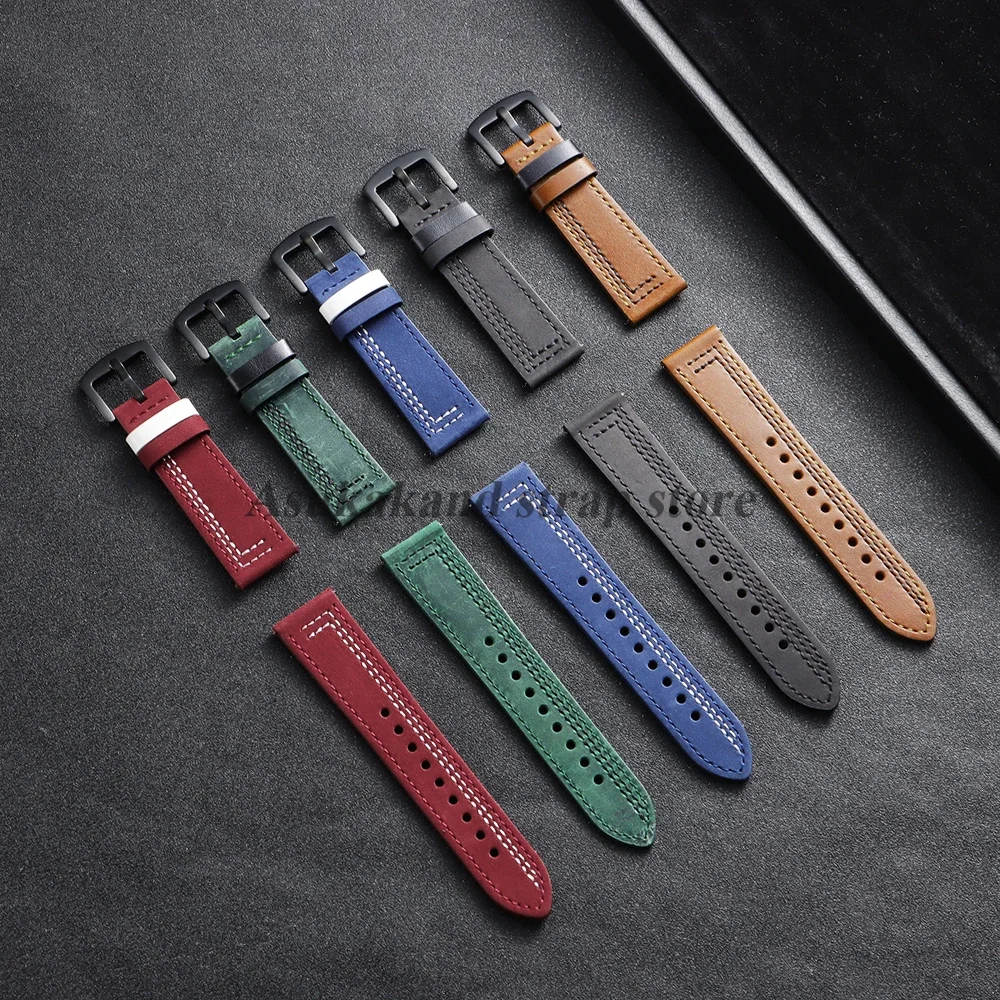 Leather Watch Strap for Samsung Galaxy Watch 8/7/6/5 Watch Band 20mm 22mm For Omega Head Layer Cowhide Quick Release Accessories