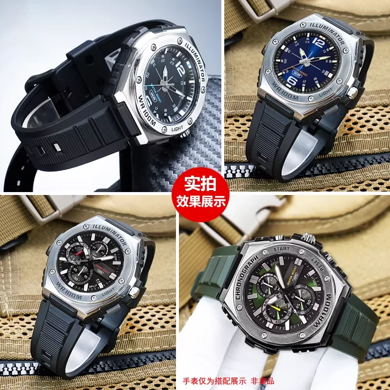 

Силиконовый ремешок для часов с выпуклым креплением 24-20 мм для Casio MWA-300H, MWA-100H, MWD-100H, спортивный водонепроницаемый ремешок для мужчин.