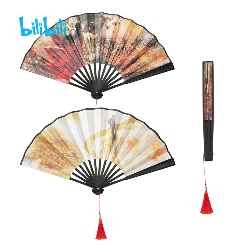 

Anime Tian Guan Ci Fu Xie Lian San Lang Folding Fan Cosplay Heaven Official's Blessing Handheld Folded Antiquity Cool Cloth Fan