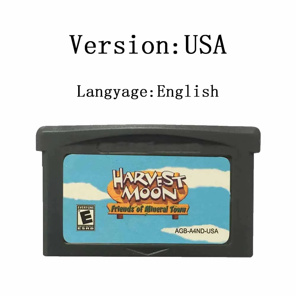 GBA Game Cartridge Harvest Moon Series 32 Bit Video Game Console Card Friends of Mineral Town for GBA/SP/DS