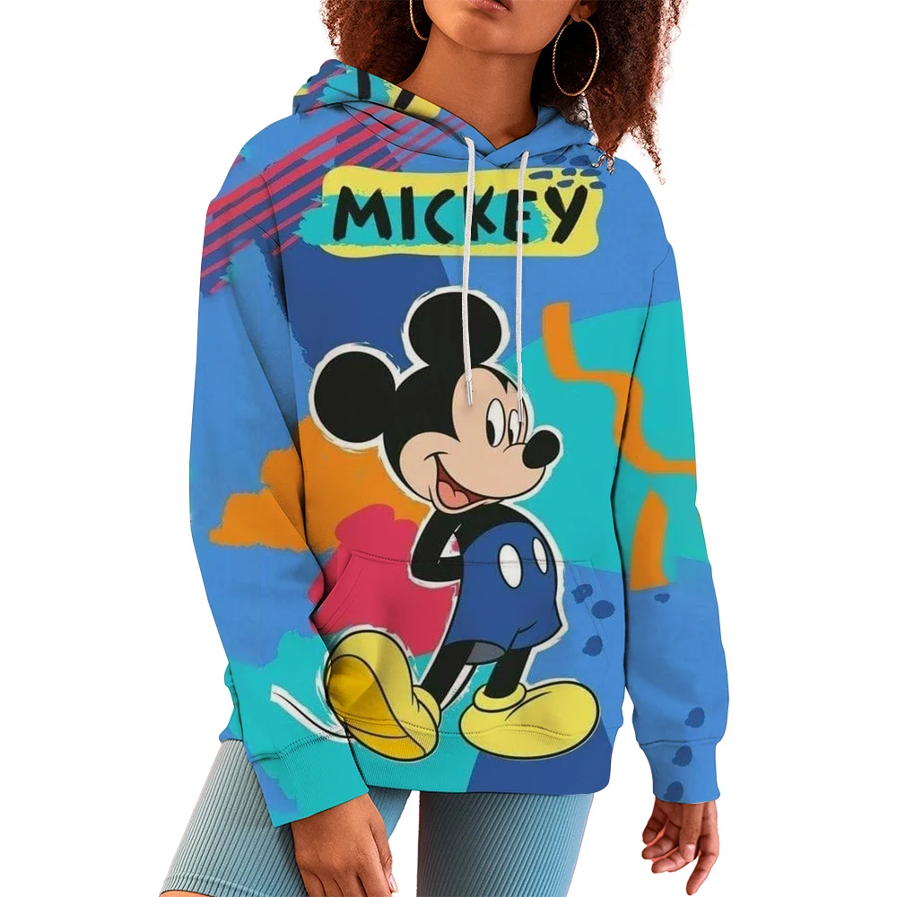

Autumn Mickey Mouse Print Hoodies Women Streetwear Polyester Long Sleeve Female Sweatshirt Loose Ladies Clothes