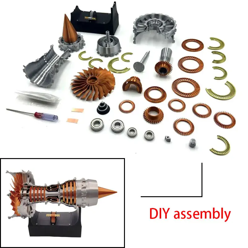 Aviation Turbofan Engine Model DIY Assembly Model Electric 27CM Turbofan Engine Toy Kit