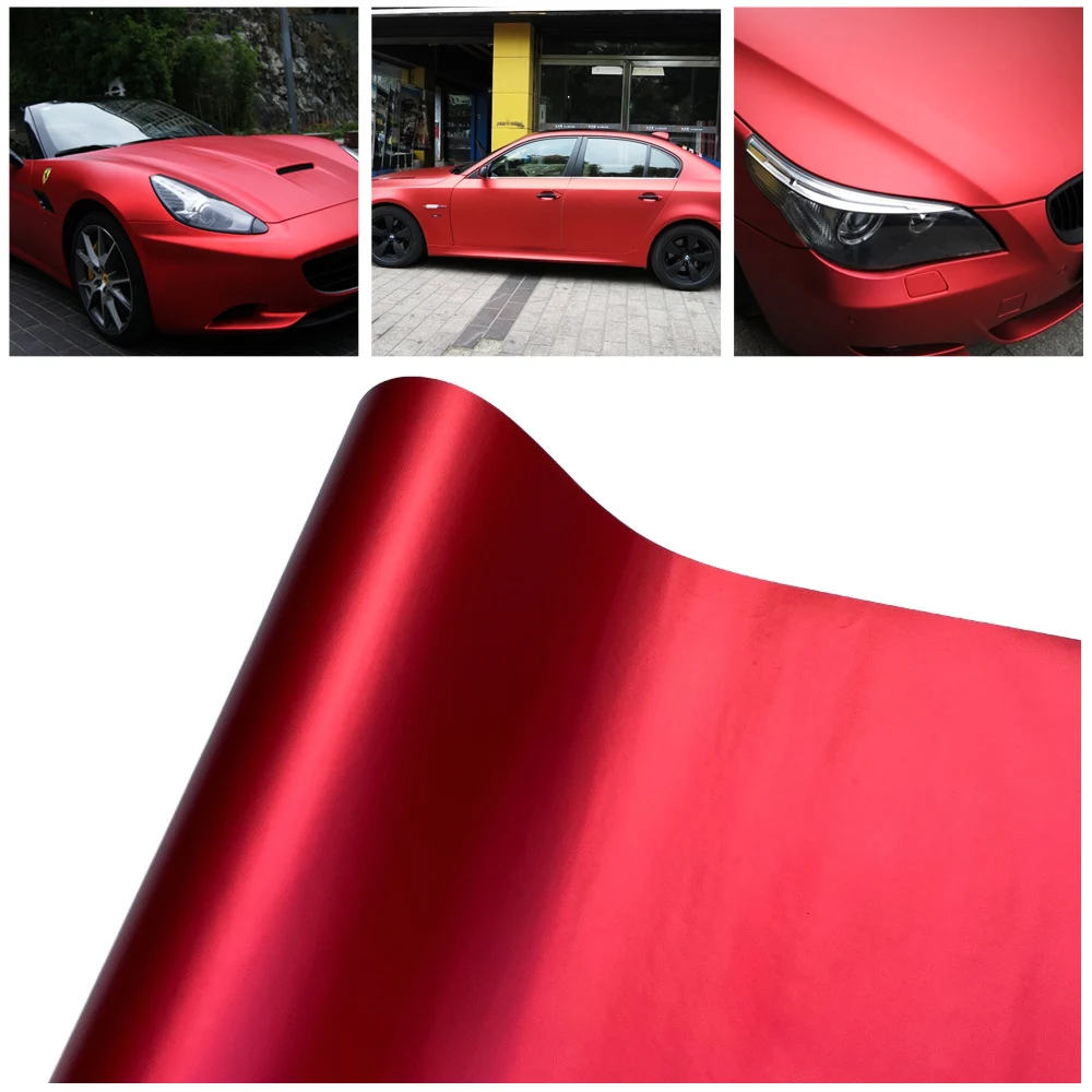 

Premium Red Satin Matte Chrome Vinyl Car Wrap Film Adhesive Bubble Free for Vehicle Motorcycle