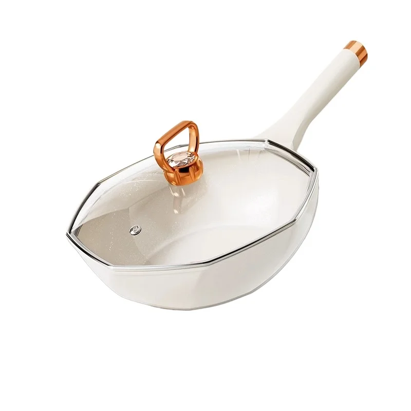

Wok Household star anise pan Flat bottom wok Gas stove for electricity