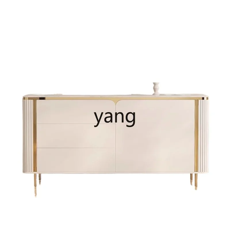 LH Natural Marble Sideboard Modern Luxury Stone Entryway Cabinet Solid Wood Dining Room Wall Storage