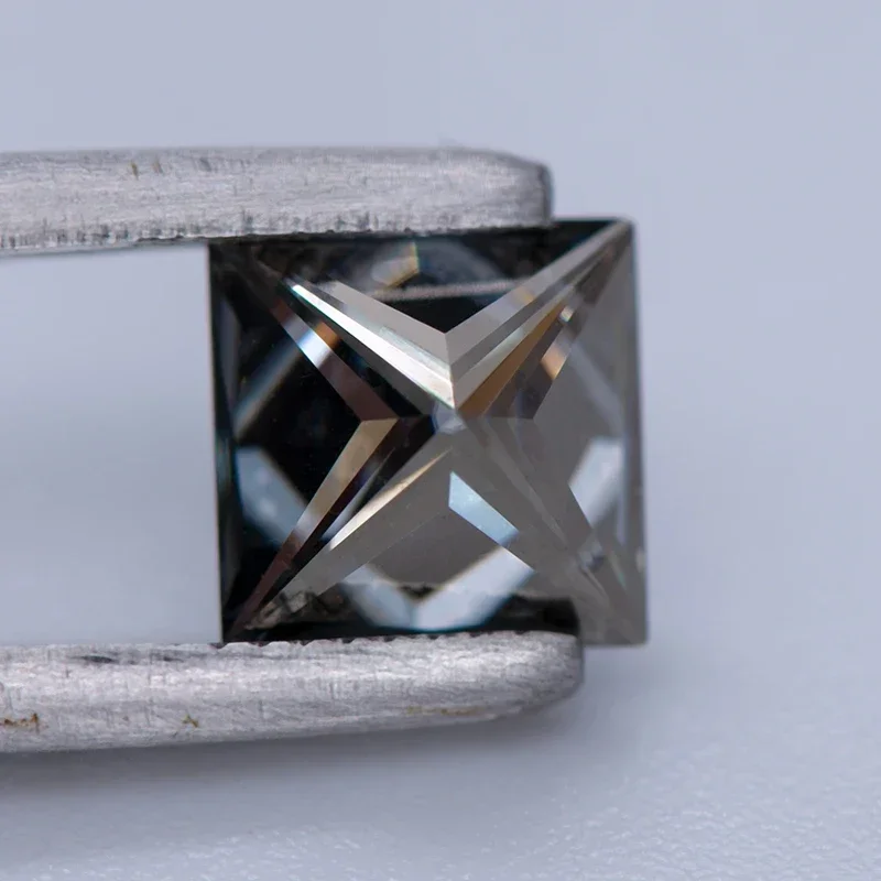 Moissanite Stone Princess Cut Gray Color Lab Grown Diamond For Charms DIY Jewel Making Materials With GRA Certificate