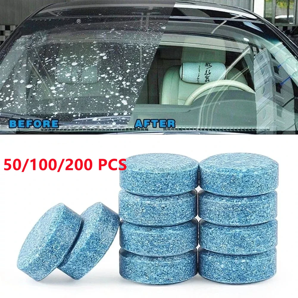 50/100/200 Pcs Car Effervescent Washer Tablet Auto Solid Glass Water Windshield Cleaner Wiper Fluid Essence Windscreen Cleaning