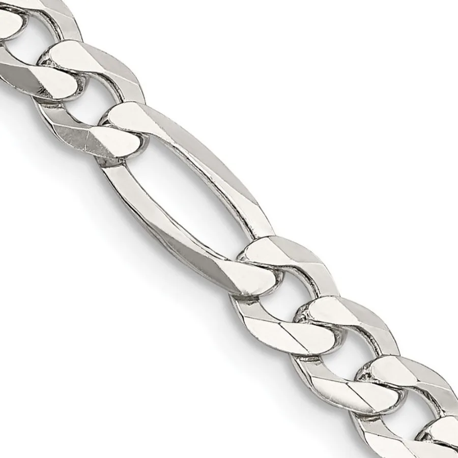 

Sterling Silver 5.5mm Lightweight Flat Figaro Chain