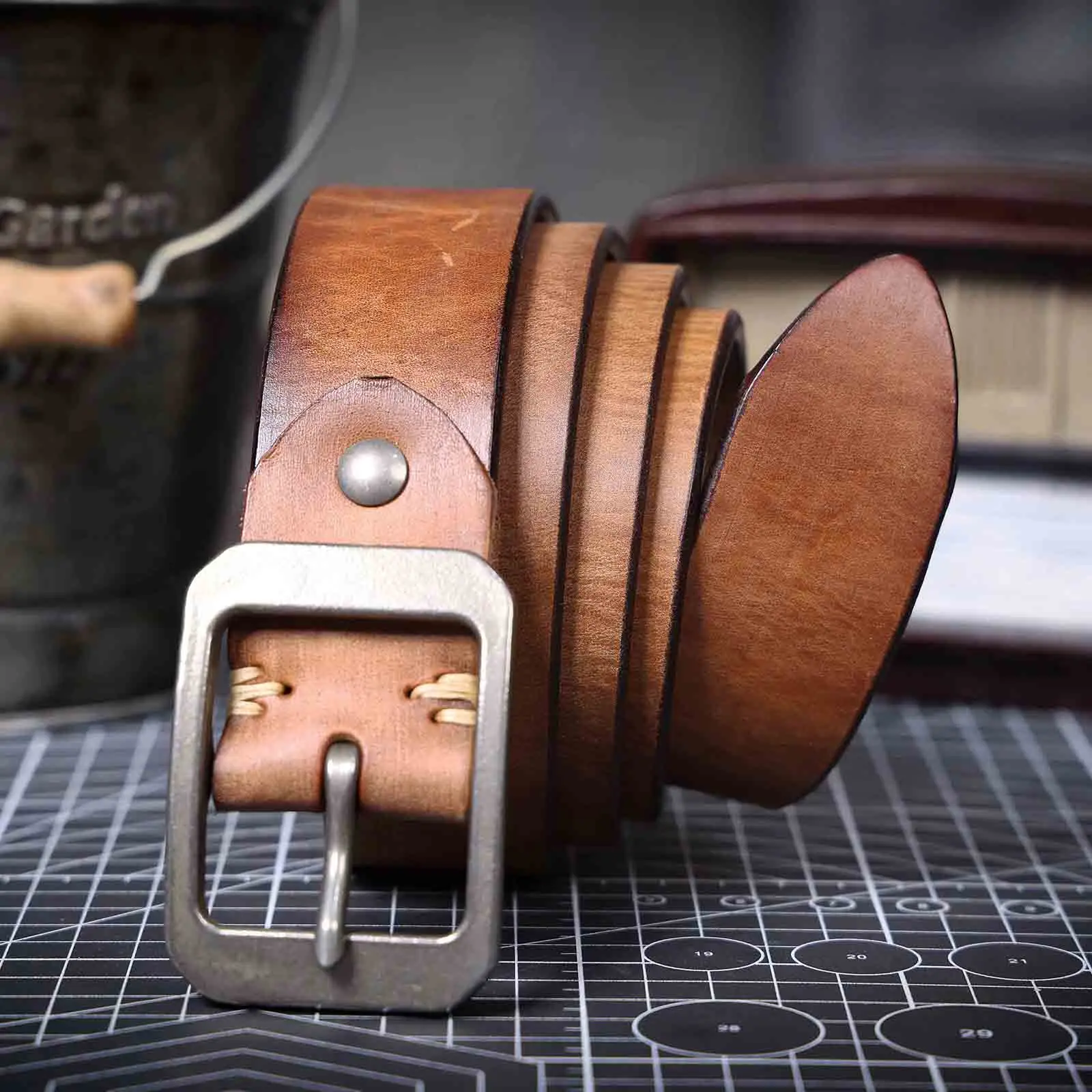 Echt leder Herren Rindsleder gürtel Edelstahls chnalle, italienisches verdicktes Leder mit Geschenk box, ideale Wahl für Geschenk – Detail 21