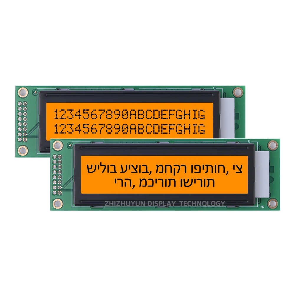 Schermo di visualizzazione del modulo LCD a caratteri ebraici 2002A, luce verde smeraldo, schermo di visualizzazione dell'amplificatore Audio nero