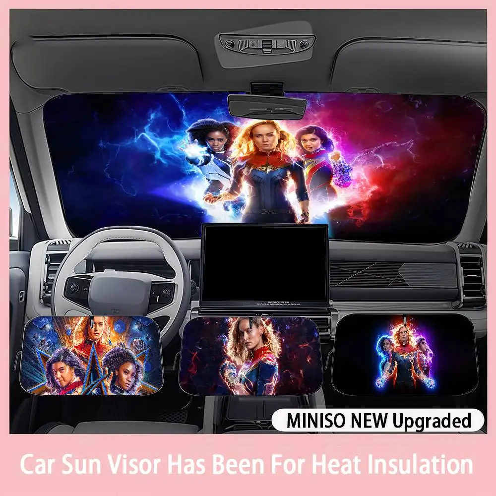 

MINISO Captain Marvel Car SunShade Windshield sunshade blocks ultraviolet rays, car insulation sunshade protector