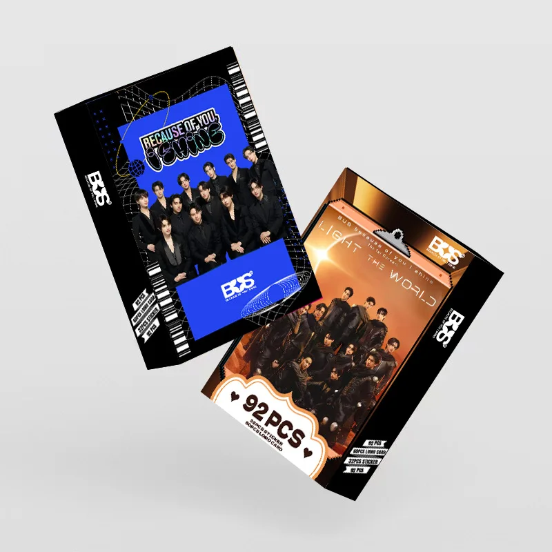 BUS 92Pcs Double Sided HD Color Print LOMO Cards Boxed Laser Collectible Photo Cards Greeting Cards Stickers T-Pop BEUS Gift New