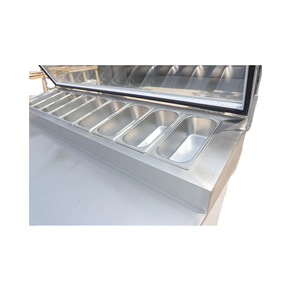 Restaurant Counter Refrigerator Workbench Chiller Pizza Counter Freezer Salad Refrigerator Pizza Preparation Table Refrigerator - view 3