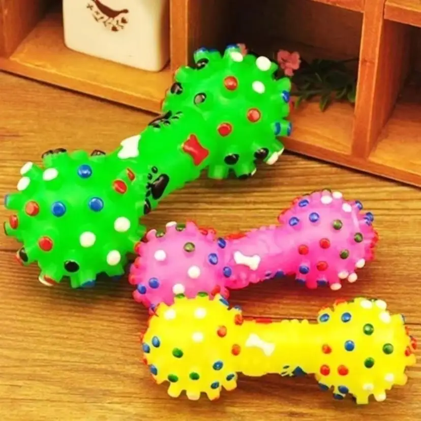 1 Stück HundespielzeugVoice Prick Ball Hantel Hundespielzeug Zähneknirschen Interaktives Hundetraining Hundespielzeug Katzenspielzeug Zufällige Farbe