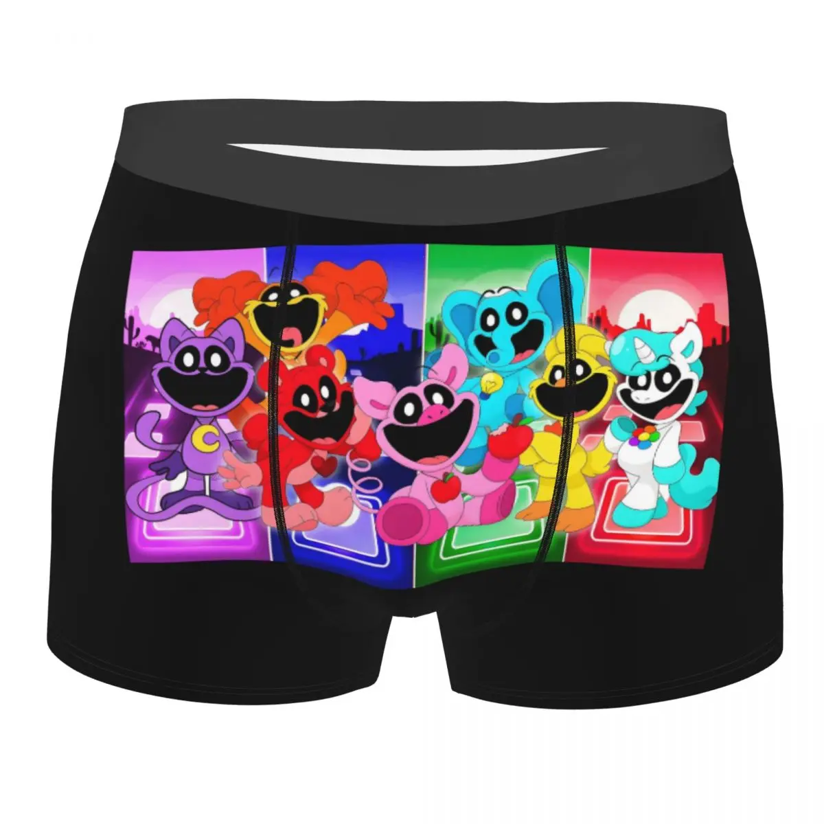 Custom Colorful Smiling Big Mouth Critters Group Underwear Male Print Scarry Animated Game Boxer Shorts Panties Breathable