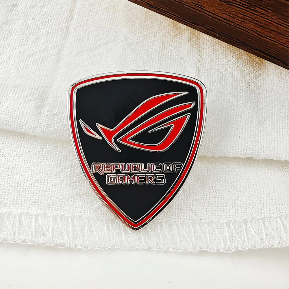 Cool Game ROG Enamel Pin Republic of Gamers Shield Brooch Metal Badge for Backpack Clothes Cyberpunk Jewelry Gift for Fans