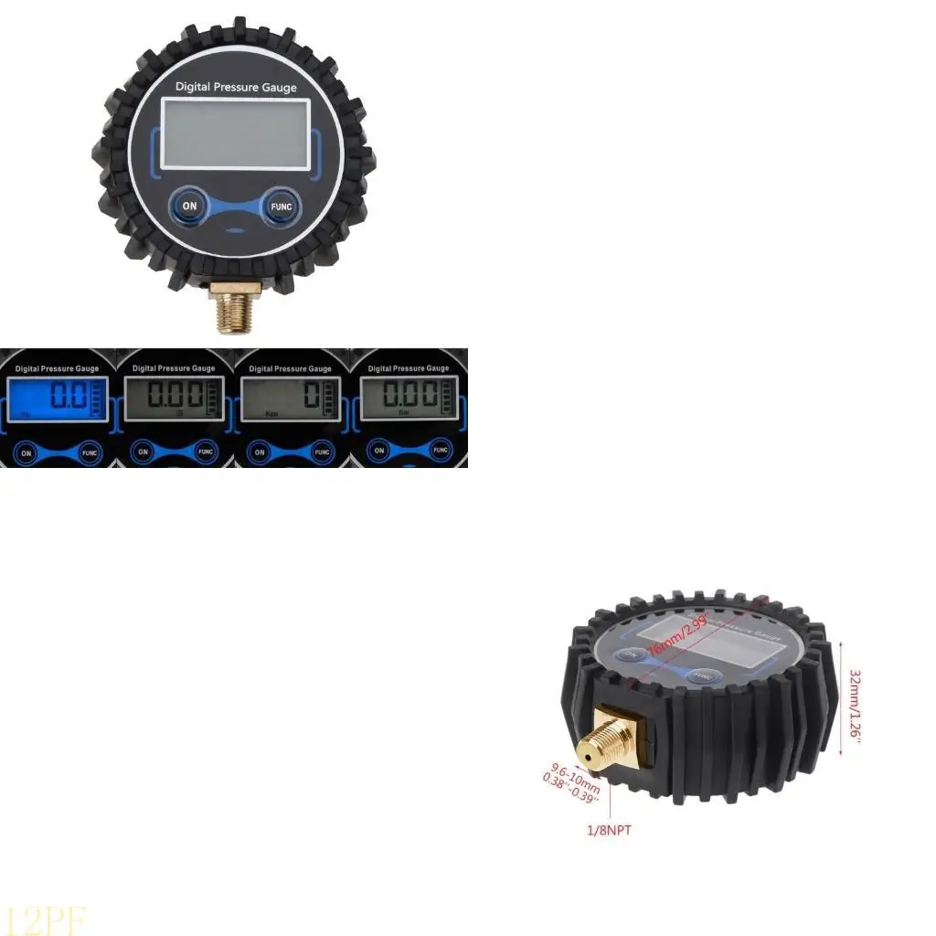 12PF Portable Digital Pressure Gauge with 1/8'' NPT Bottom Connector 0-200PSI