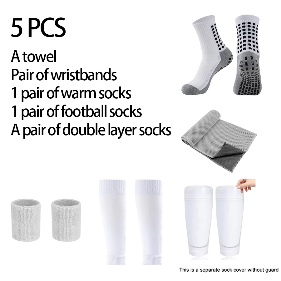 

5PCS Set Soccer Socks Sporty Soccer Sock Sweat Absorption Wrist Bracer Sweat AbsorbingTowel Two types Leg covers