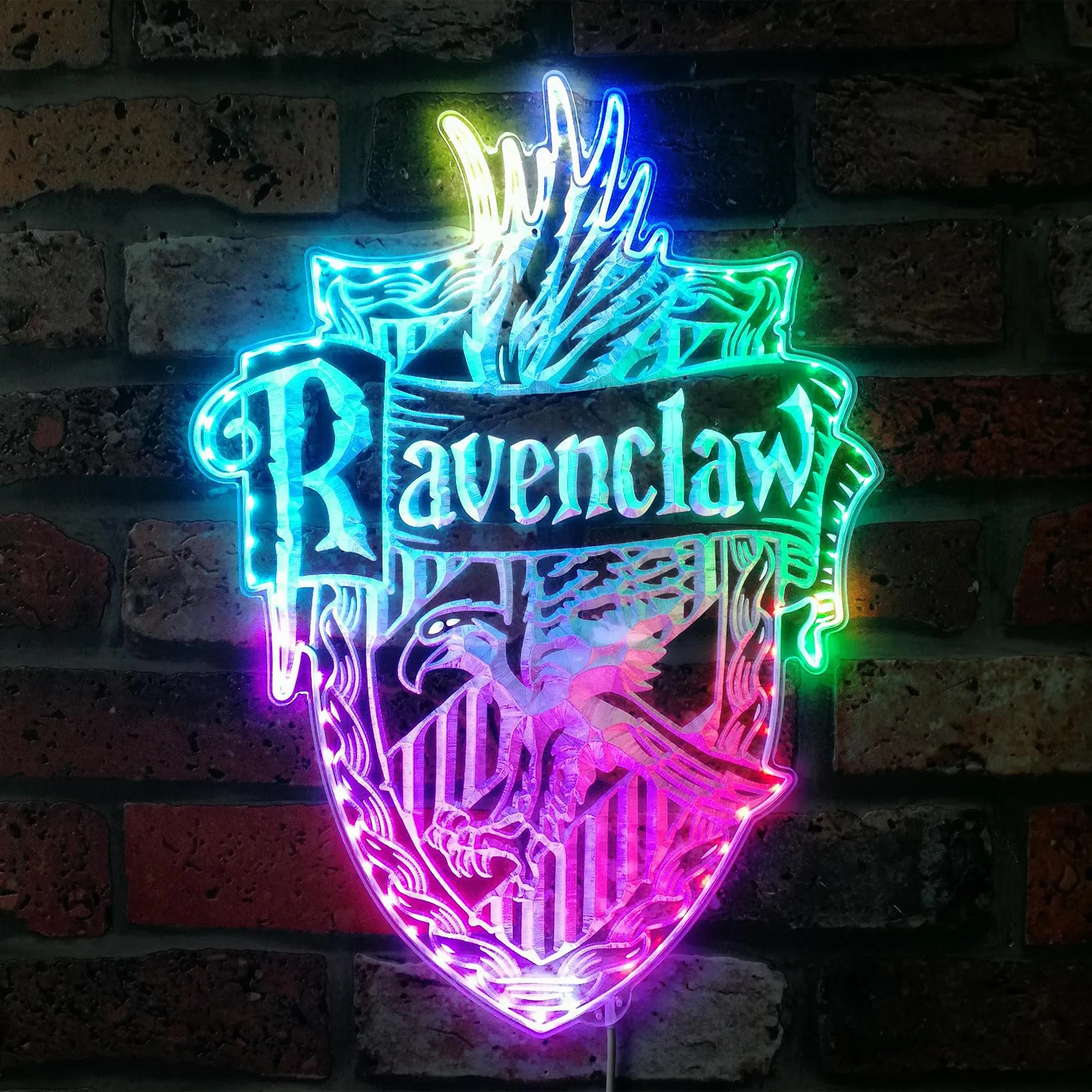 Ravenclaw Dynamic RGB Edge Lit LED Sign, Game Room Decor, Gaming Night Light