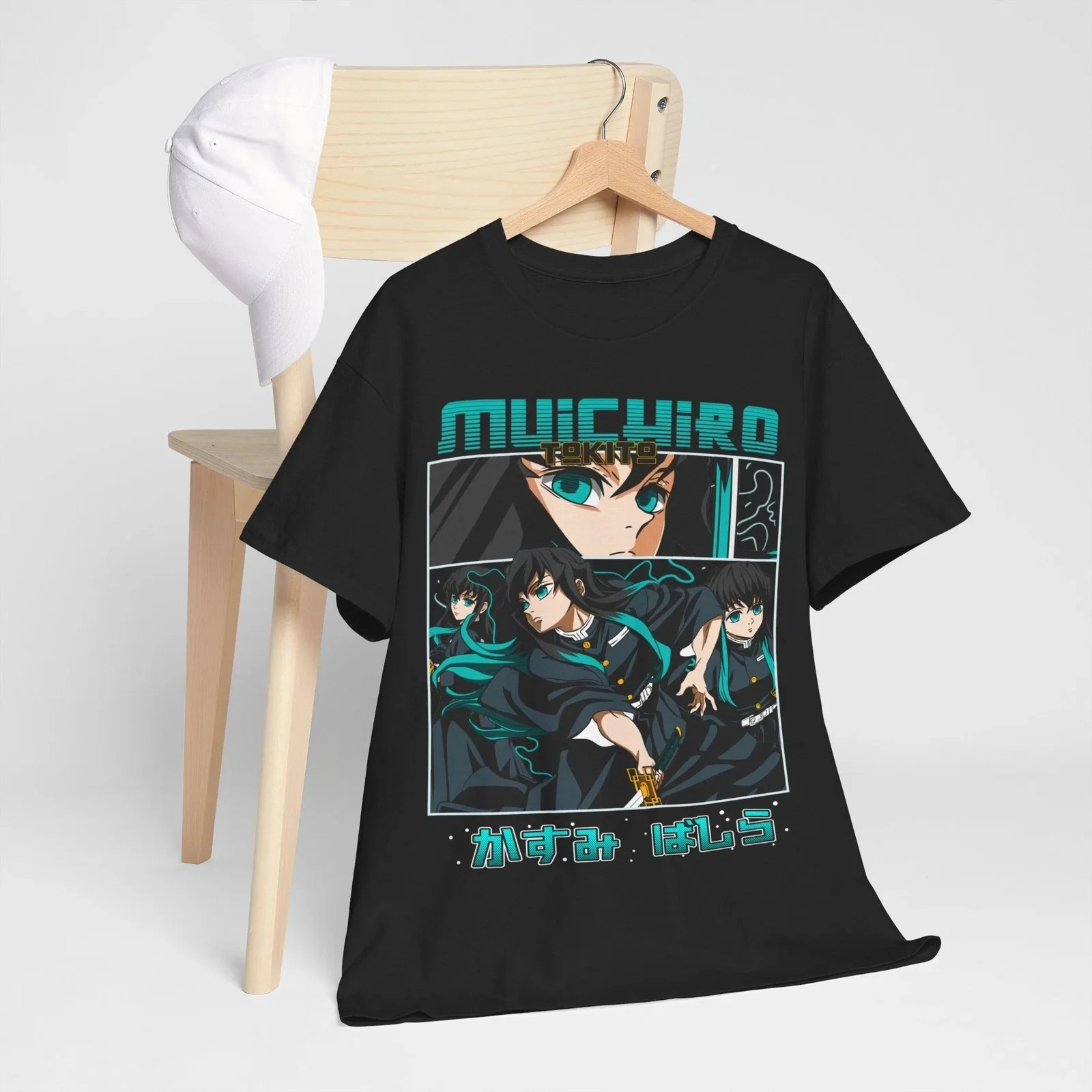 Camiseta Oversize de Anime Demon Slayer Verano 2026, Estampado de Collage con Paneles Teal de Tokito Muichiro, Camiseta Casual Urbana para Hombres, Mujeres y Adolescentes