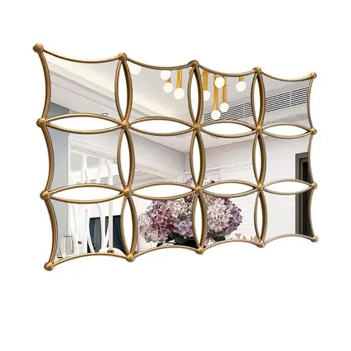 130x90CM Wholesale High Quality Metal Square Gold Modern Luxury Decorative Wall Mirror Art Design Hotel Home Decor Dropshipping