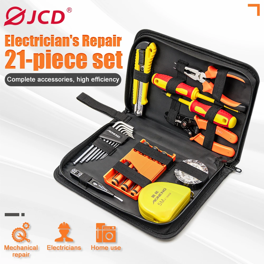 

JCD 21 Piece Multifunctional Electrician Tool Complete Set Of Household Daily Maintenance Electrician Hardware Combination Set ﻿