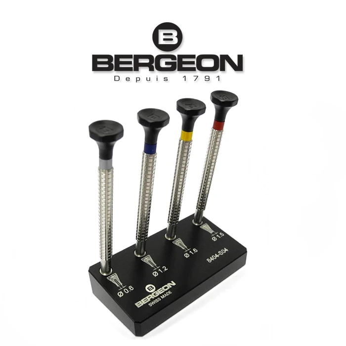 Bergeon 8404-S04 Set Of 4 Watch Hand Fitting Tool With Base Hand Setting Tool