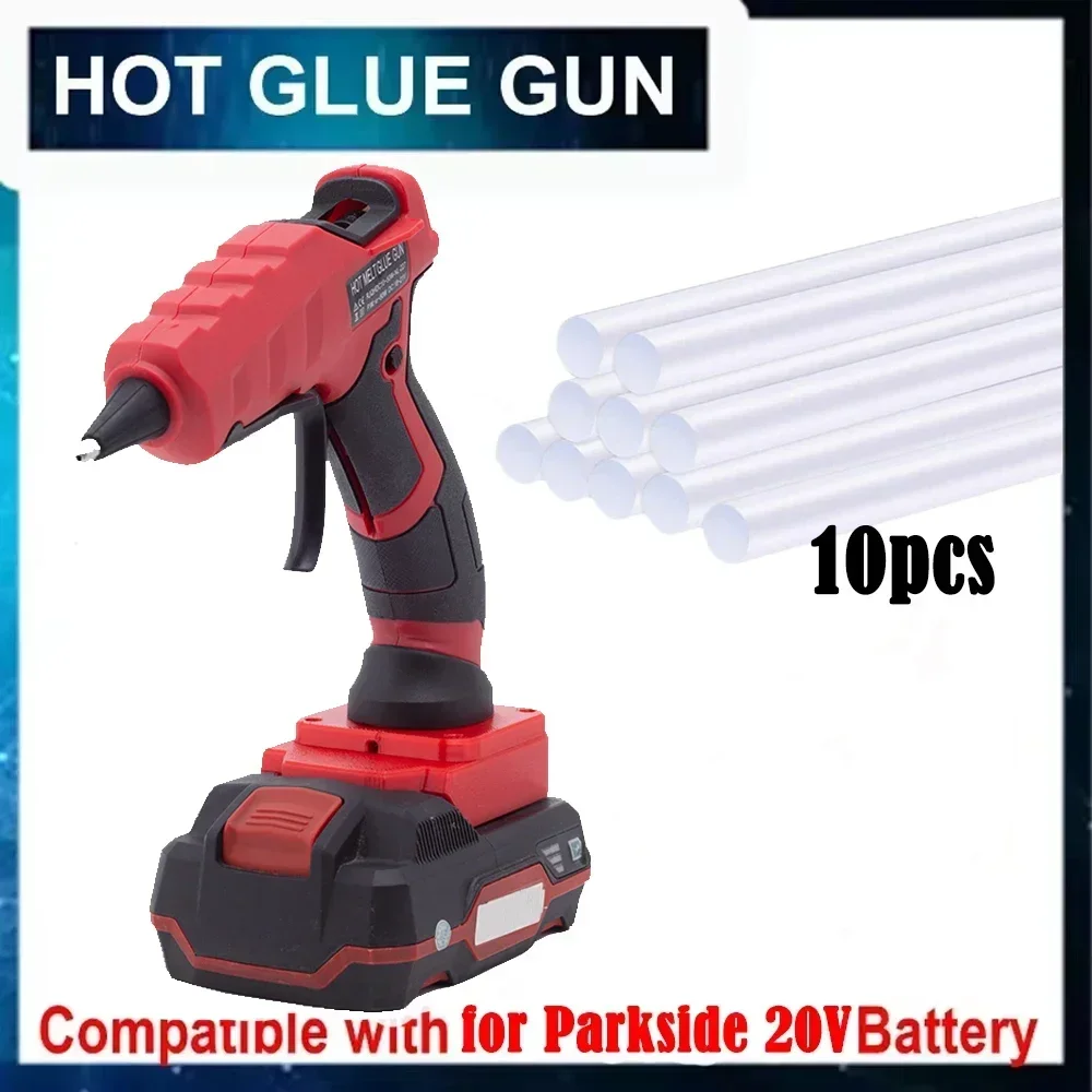 Cordless Hot Glue Gun for Lidl Parkside X20V Team Lithium Battery Kit W/ 10Pcs Glue Sticks DIY Electric Heat Repair Tool