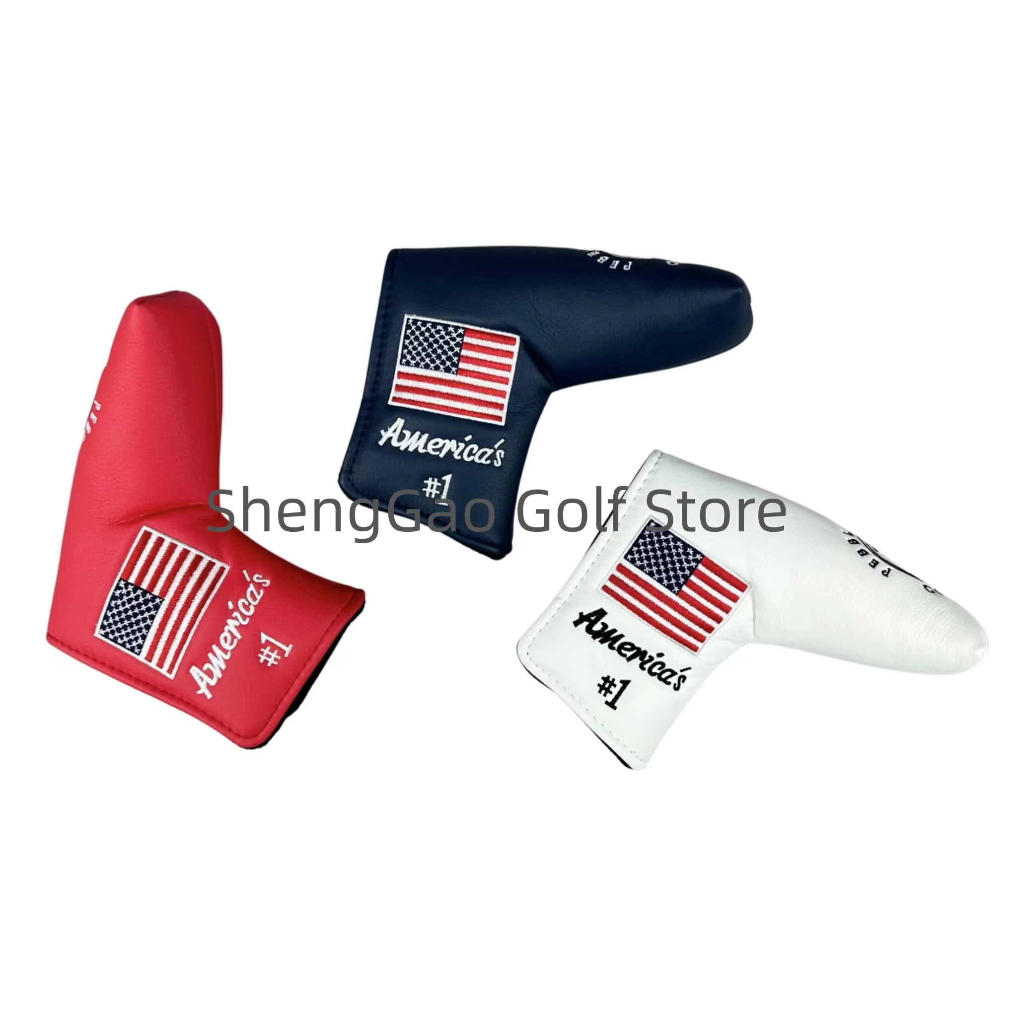 1Pc Golf Putter Cover Pu Leather Sluiting Grenen Patroon Golf Club Cover Blade Putter Cover Protector