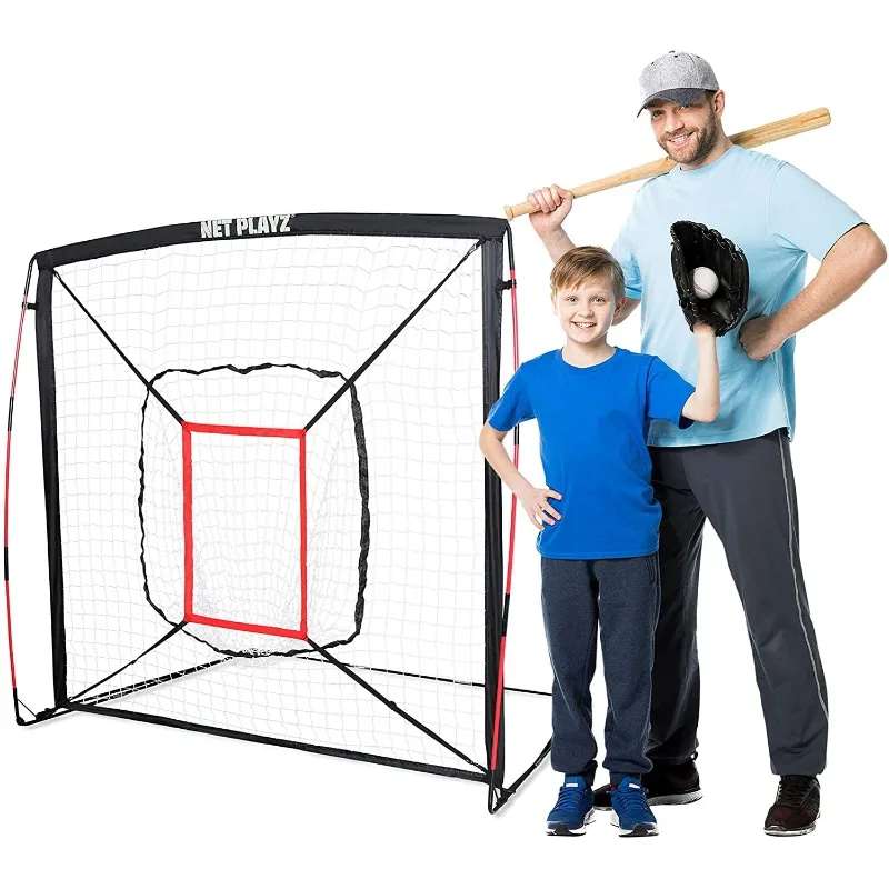 

Great for All Skill Levels 5' x 5' Baseball & Softball Practice Hitting & Pitching Net similar to Bow Frame