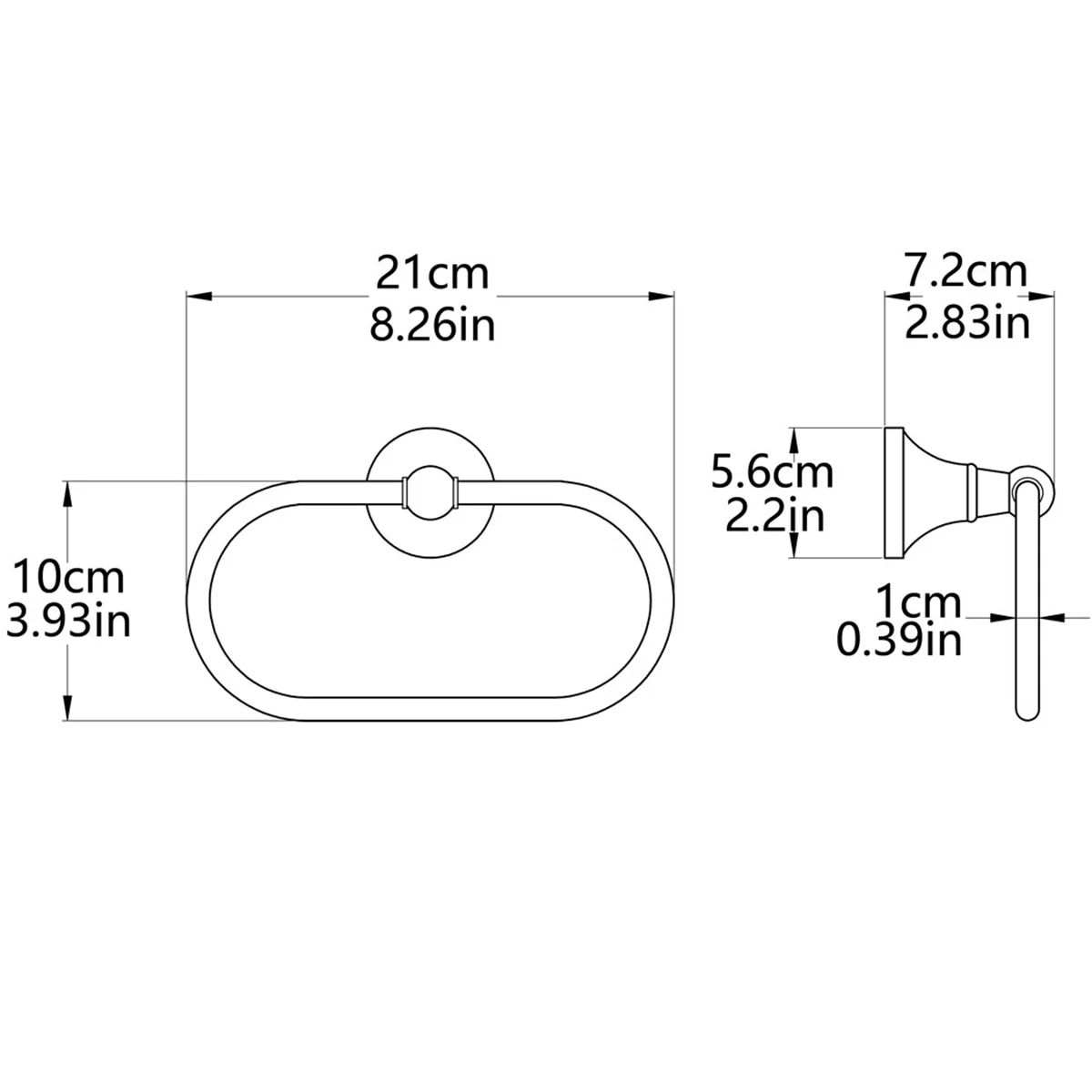 Portasciugamani moderno da parete, portasciugamani bianco, ovale, semplicità, portasciugamani per bagno, cucina, hotel