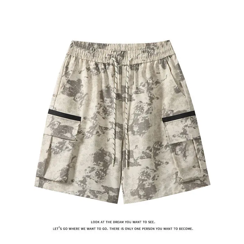 Camouflage Work Shorts Summer Men's Shorts Trendy Straight Plus Size Five Trousers Hip-hop Loose Drawstring Shorts
