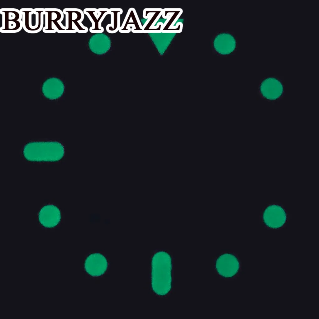 BURRYJAZZ 28.5mmNo Logo NH36 Watch Dials Brown Dial Green Luminous Fit 3 O'clock 3.8 O'clock Case Crown