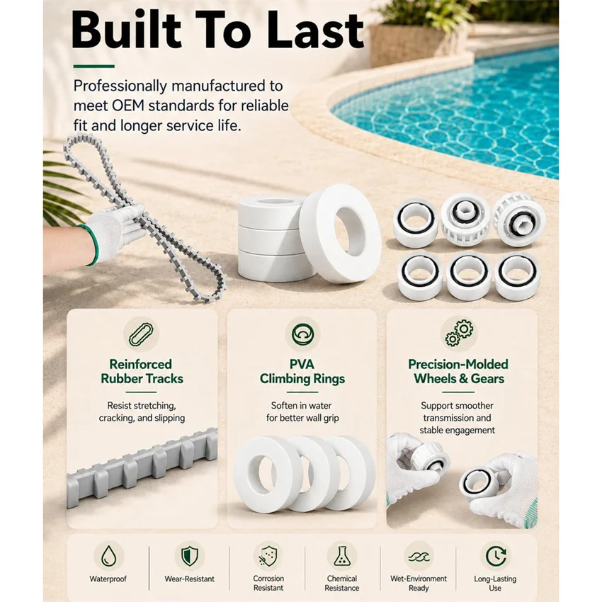 für Maytronics Dolphin Nautilus CC Plus, Premier, M400, M500 Poolreiniger, 9985006-R2 Zahnriemen, 6101611-R4 Kletterringe – Detail 5