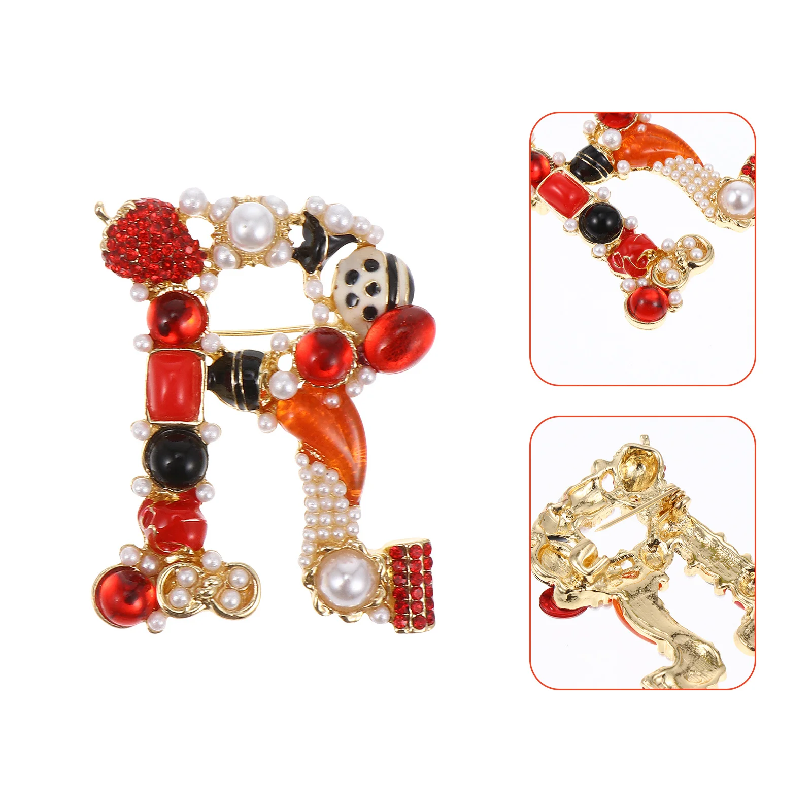 1 Uds. Broche con letras de aleación a la moda, forma de R, Clip delicado en suéteres, chaquetas, broche para vestido de fiesta, broche para el pecho para mujer