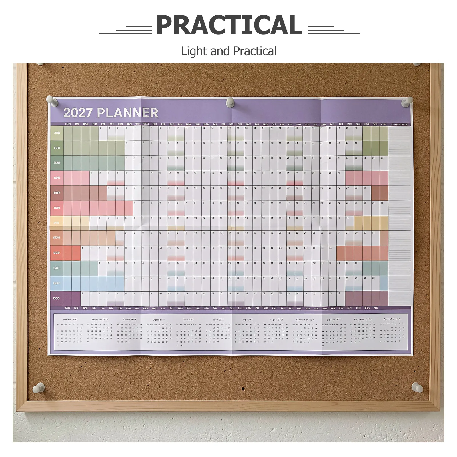 2027 Yearly Wall Calendar Large Laminated Erasable Whiteboard Planner Reusable Undated Annual Academic Poster for Home Office