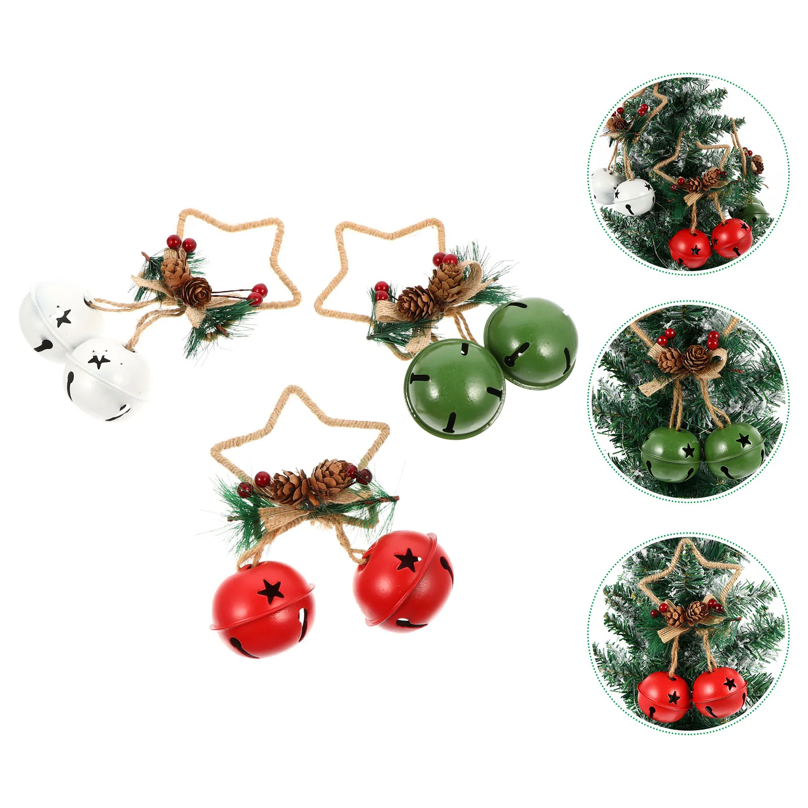 

2Pcs Five-Pointed Star Christmas Bell Pendant Hanging Ornament Xmas Tree Decor Hanging Adornment for Home Photography Gift