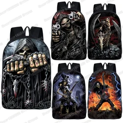 Cool Grim Reaper Backpack Men Women Rucksack Azrael Skull Daypack Children School Bags for Teenager Girls Boys Rock Backpacks