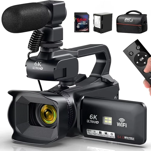 Imagen 1 del producto Cámara de vídeo profesional 6K para fotografía, Zoom Digital 18X, cámara Vlogging de visión nocturna, videocámara web WiFi de 64MP