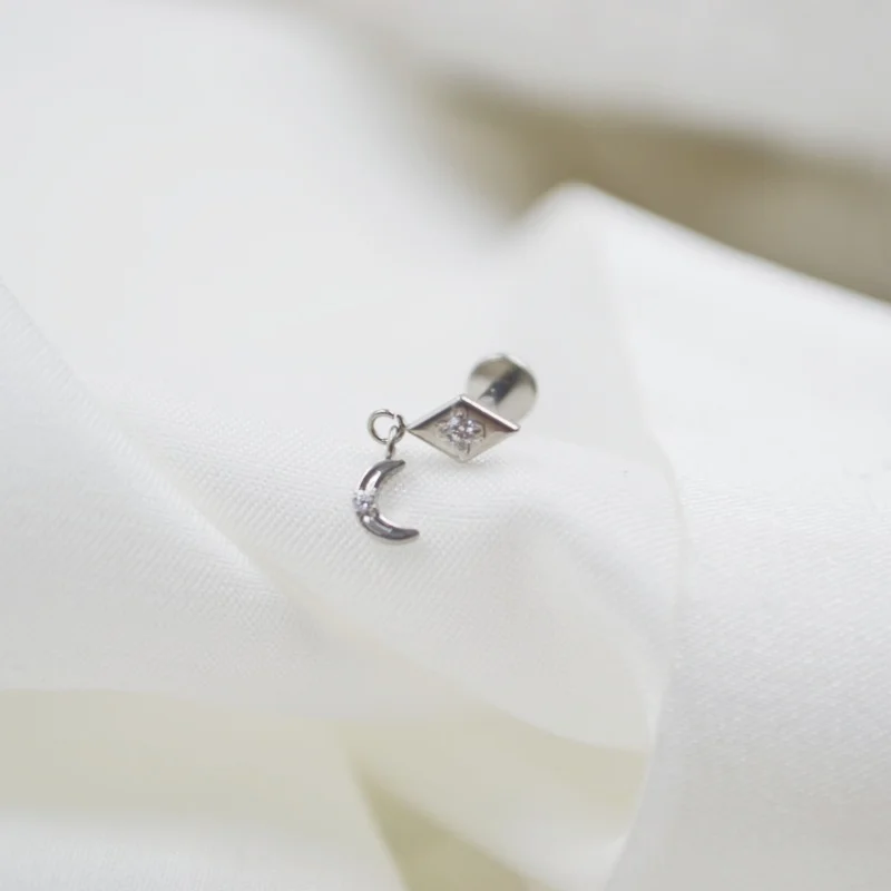 Lot10pcs G23 Titanium ASTM F136  CZ Gem Lip Labret Bar Ear Helix Tragus Rook Barbells Stud Piercing Jewelry