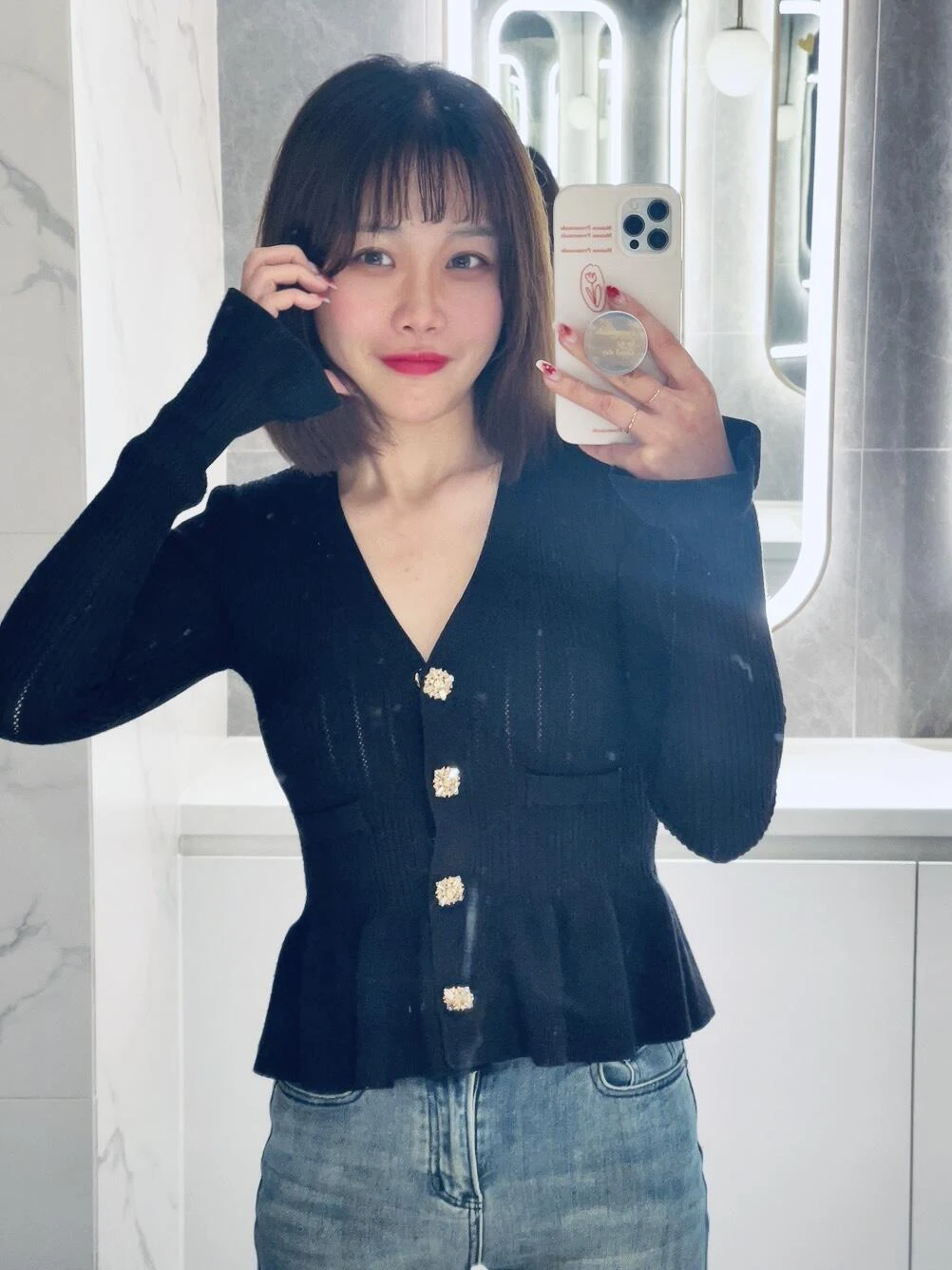 

Spring Summer 2026 SelfSP Home New Sle Small Fraance Wind Diamond Button Knitted Sweater ort Coat Women's Faion Outer...