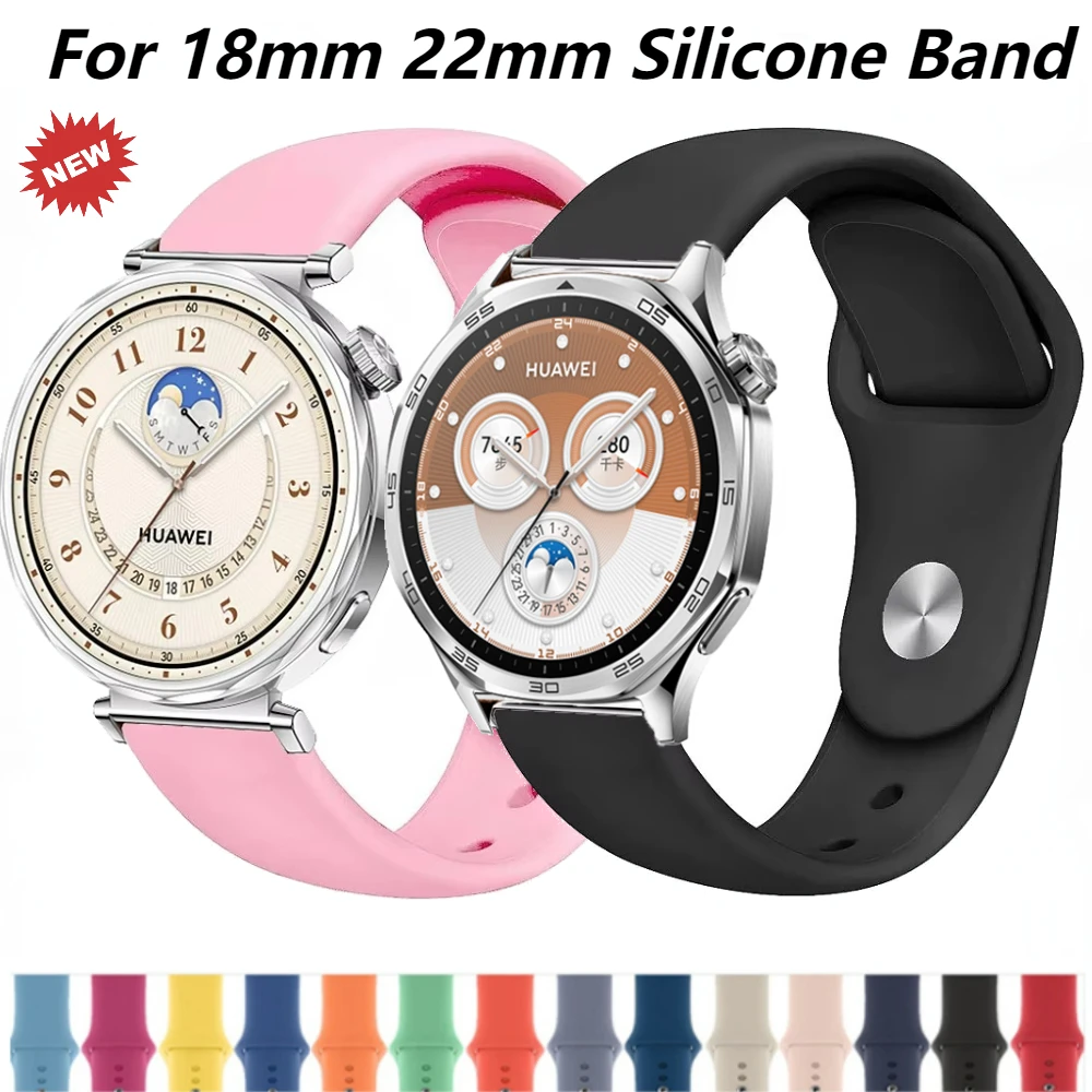 

22mm Silicone Band for Huawei Watch GT5 Pro/GT5 4 3 46mm Bracelet Watchband for 18mm Huawei Watch GT5 Pro 42mm/GT5 4 41mm Strap