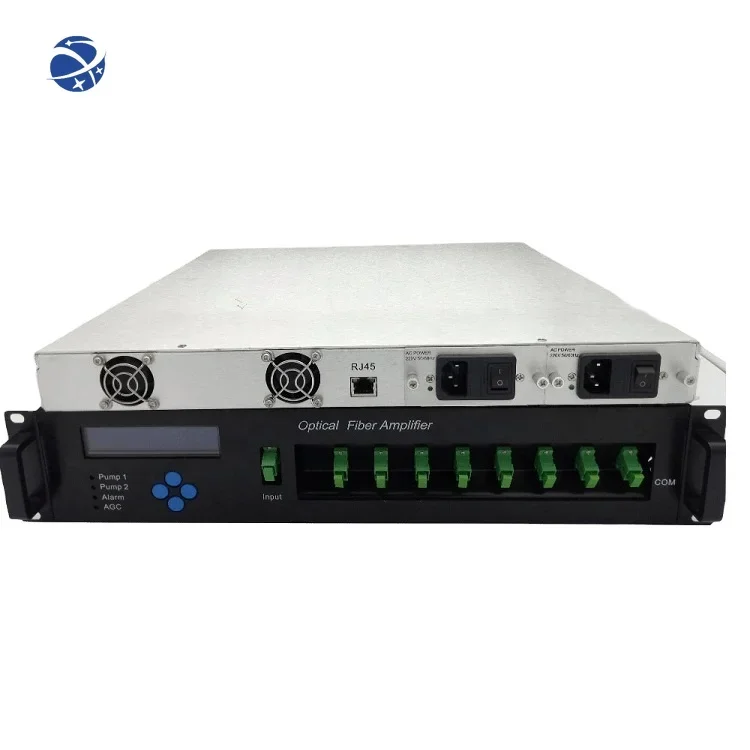 8-Port CATV EDFA Amplifier 1550nm 22dB Optical 0~10dbm Input SC/APC 1/2U Fiber Optic Equipment Promotion