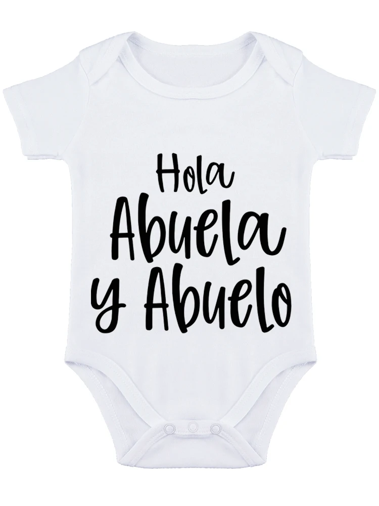 Hola Abuela y Abuelo -Baby Bodysuit Funny Baby onesie Cute Infant Romper Clothing for Newborn Boys Girls