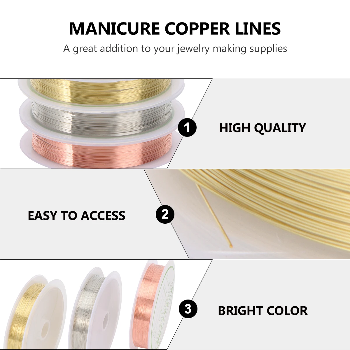 

3 Rolls Sparkle Nail Wires Stickers Gold Thread DIY Making Bendable Cuttable Nail Art Tools Suitable for Decoration