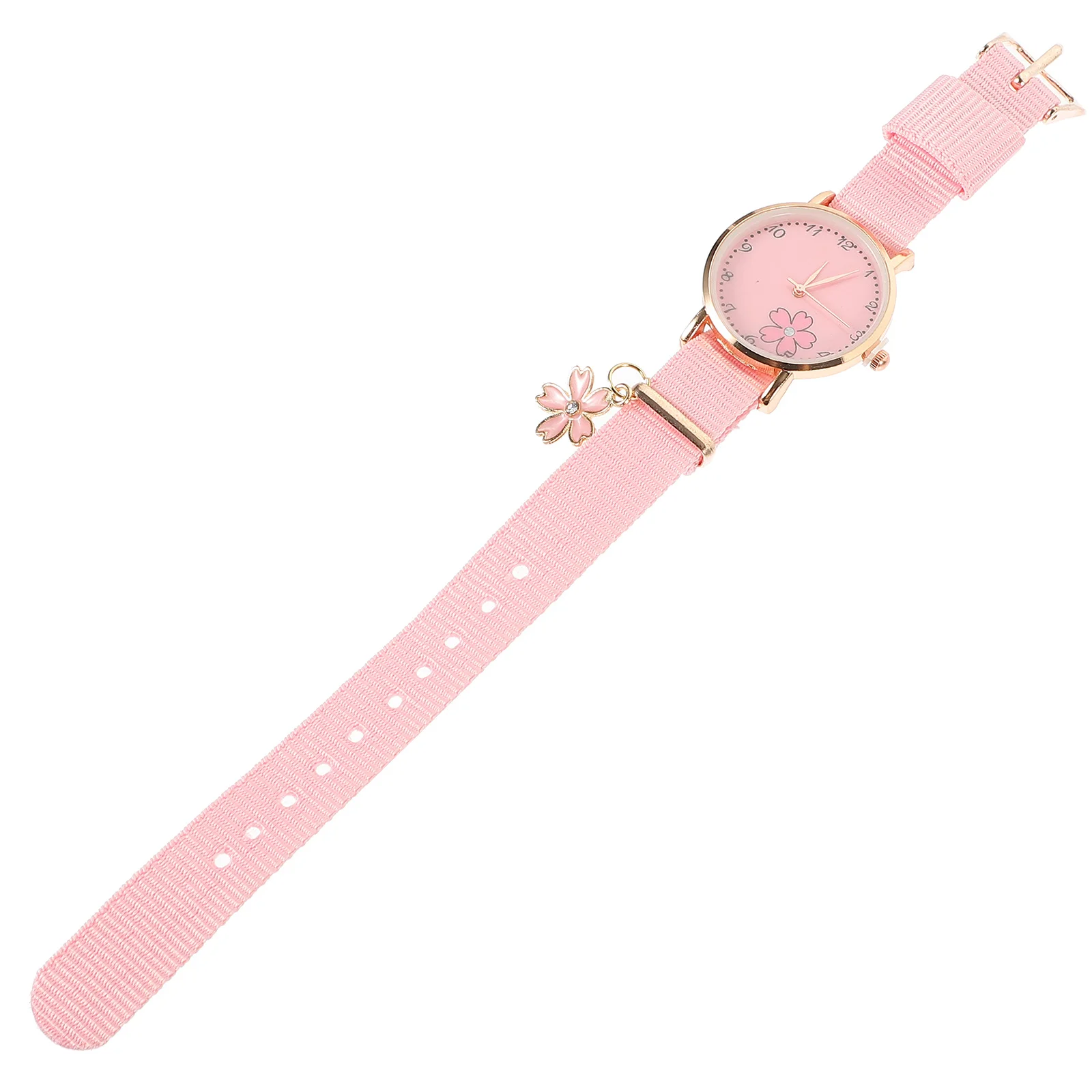 

Kids Wristwatch Detachable Lightweight Floral Pattern Canvas Band Decorative Wrist Watch for Girls Students All-Match Gift