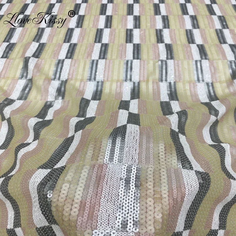 Classic Mesh Embroidery 3+4+5+7MM Colorful Sequin Fabric High-quality Dress Fabric Suitable For Important Occasions Width 125CM